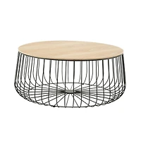 Runswick Modern Wood Top Coffee Table With Metal Base