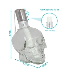 Grinning Skull Glass Tabletop Torches - Clear and Black