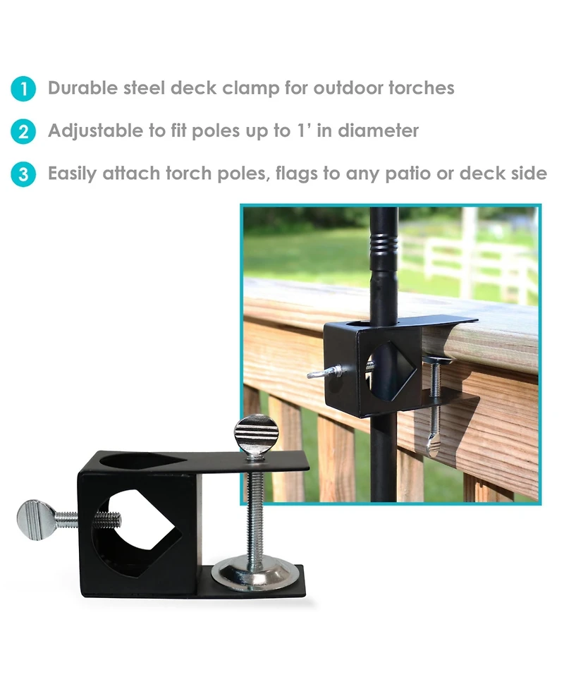 Outdoor Easy-to-Install Metal Patio Balcony Deck Railing Torch Lantern Light Clamp Set