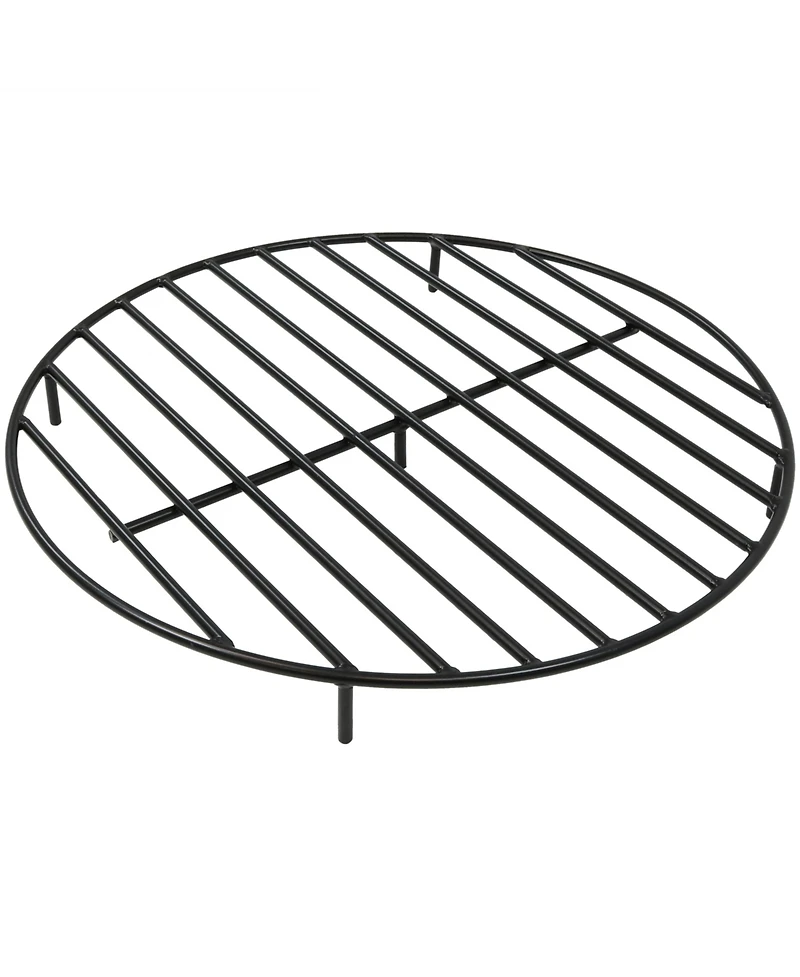 Outdoor Heavy-Duty Steel with High-Temperature Finish Round Fire Pit Firewood Log Grate - Black