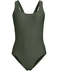 Lands' End Women's Tugless Ribbed X-Back One Piece Swimsuit