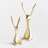 11.75" Decorative Long Ear Spring & Easter Gold Jackrabbit Figurines Set of 2