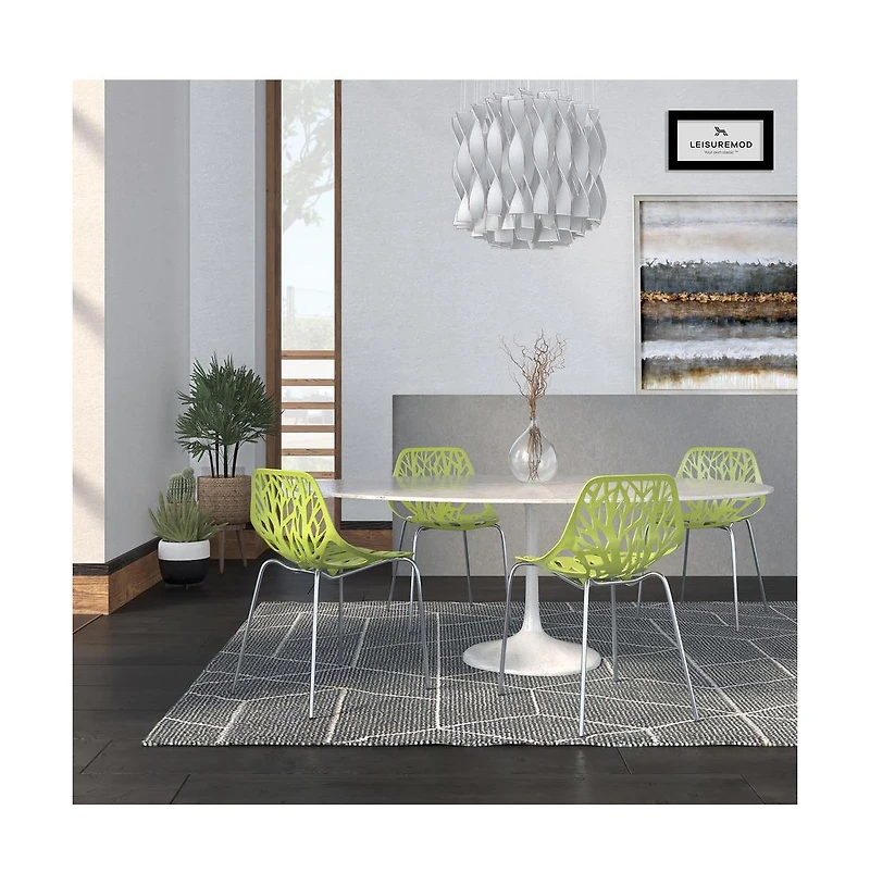 LeisureMod Modern Asbury Dining Chair w/ Chromed Legs