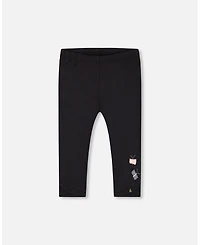 Deux par Deux Big Girls Organic Cotton Capri Legging Black And Small Flower