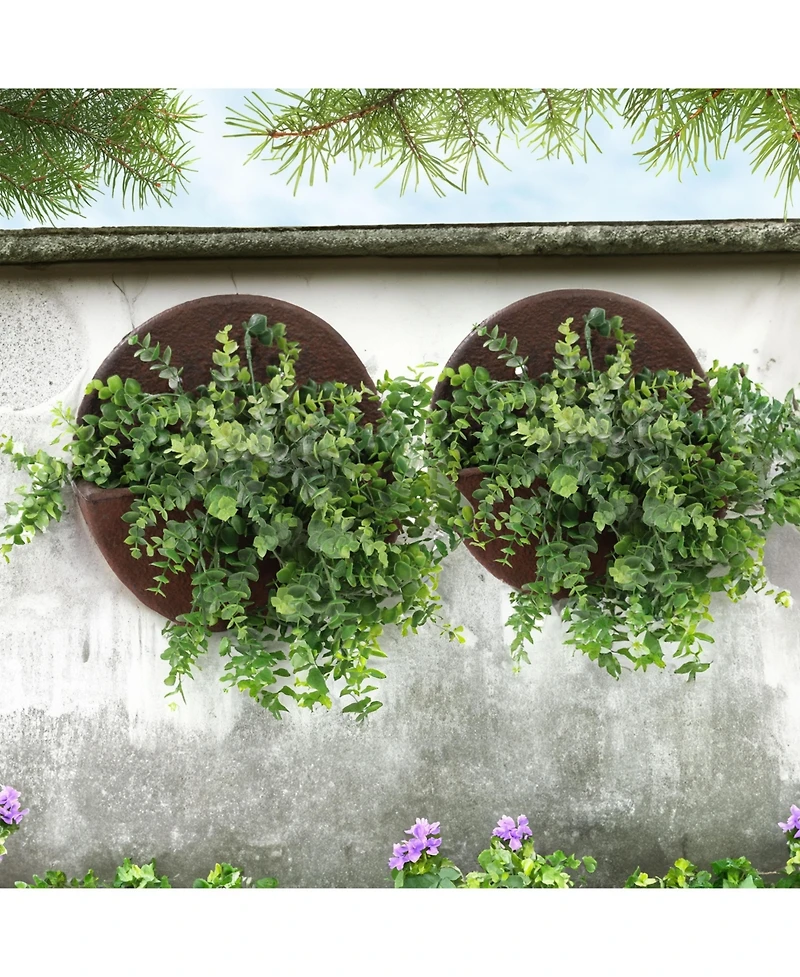 Indoor/Outdoor Round Polyresin Wall-Mounted Flower Pot Planter - 12"
