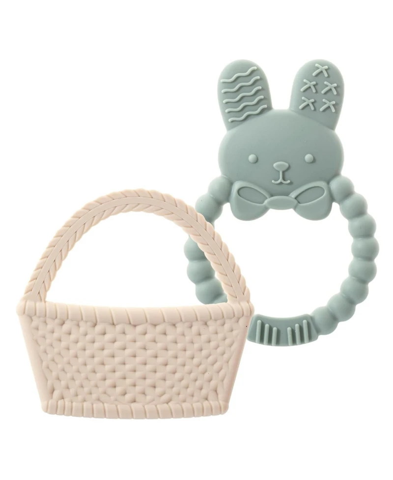 Sperric Easter Baby Teether Set Easter Bunny & Easter Basket Silicone Teethers, Cute Teething Toys Perfect Easter Gift Set for Soothing Babies Gums Bo