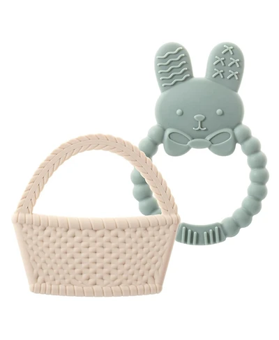 Sperric Easter Baby Teether Set Easter Bunny & Easter Basket Silicone Teethers, Cute Teething Toys Perfect Easter Gift Set for Soothing Babies Gums Bo