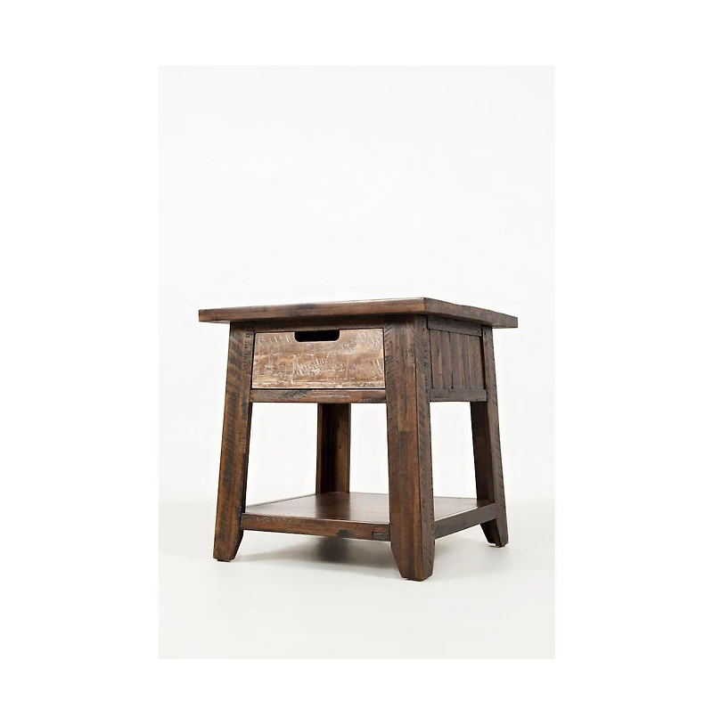 Painted Canyon Rustic Solid Acacia End Table