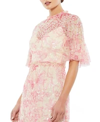 Women's Flounce Sleeve Embellished Dress