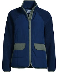 Lands' End Plus Mixed Media High Pile Fleece Jacket