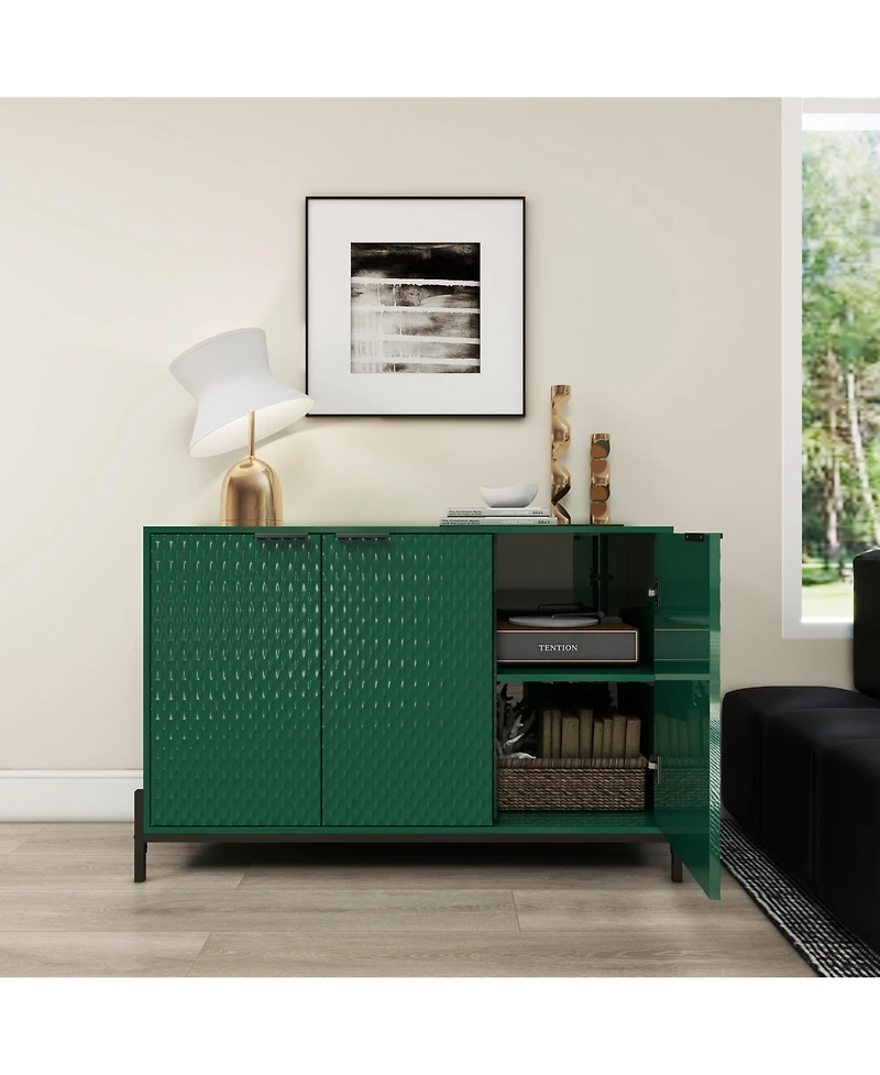 Modern Storage Cabinet with Adjustable Shelves, 49IN Accent 3 Doors, Decorative Cabinets for Living Room, Kitchen, Office