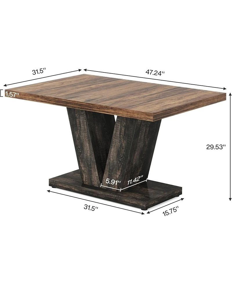 Tribesigns 47-Inch Dining Table for 4, Black Kitchen Dinner with Heavy Duty Pedestal, Farmhouse Wooden Eating Home, Room, Small