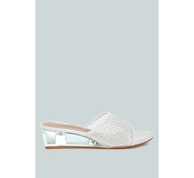 Tempra Mesh Clear Heel Wedge Sandals