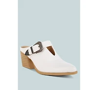 Holler Carved Buckle Statement Mules
