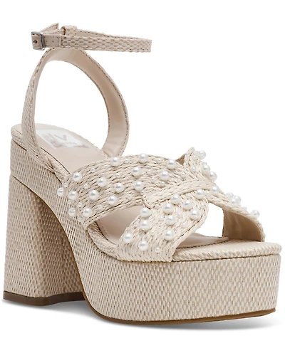 Dv Dolce Vita Women's Waylan Raffia Platform Crossband Dress Sandals