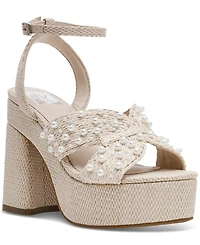 Dv Dolce Vita Women's Waylan Raffia Platform Crossband Dress Sandals