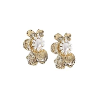 Flower Pearl Drop Earrings