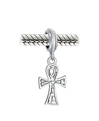 Bling Jewelry Egyptian Ankh Cross Dangle Charm Bead in Oxidized Sterling Silver Bracelets