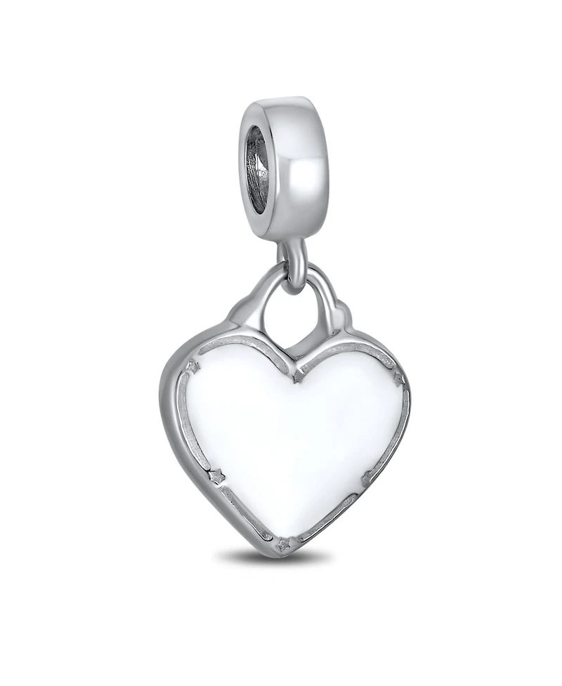 Bling Jewelry Patriotic Flag Heart Dangle Charm Bead Sterling Silver European Bracelet