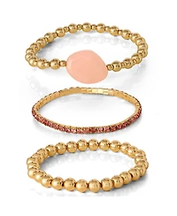 Jessica Simpson 3-Piece Beaded Stretch Bracelet Set - Gemstone & Gold-Tone Accents