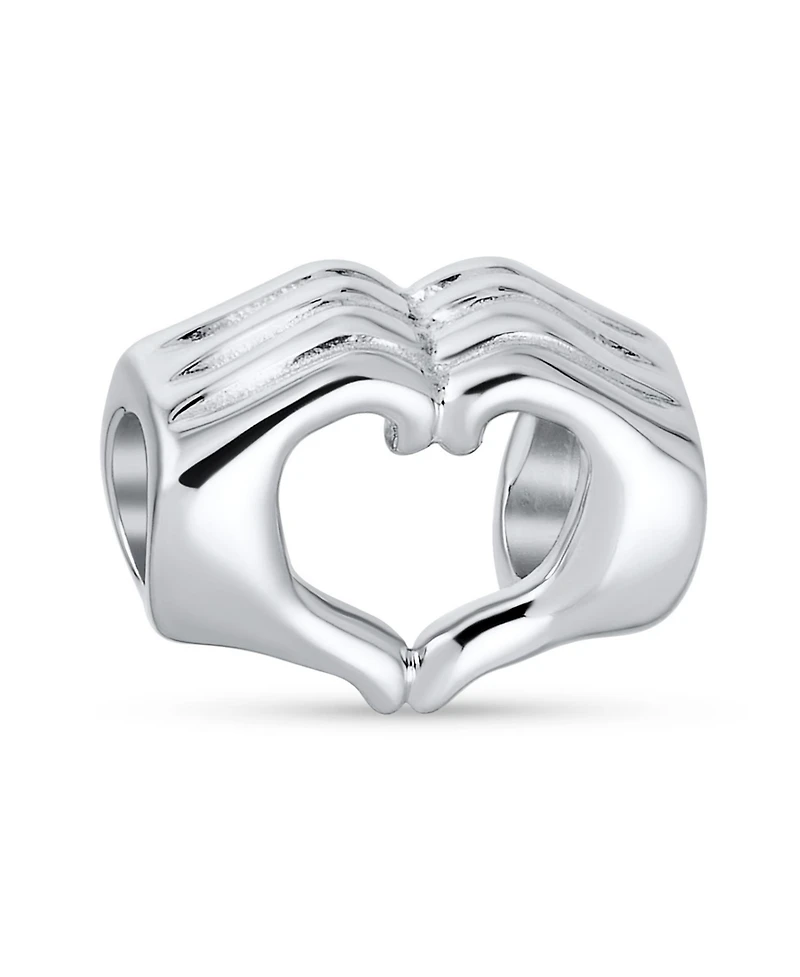 Bling Jewelry Bff Hand Sign Heart Symbol I Love You Charm Bead Sterling Silver Bracelet