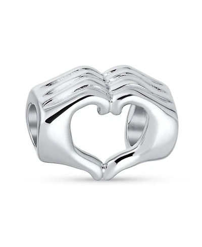 Bling Jewelry Bff Hand Sign Heart Symbol I Love You Charm Bead Sterling Silver Bracelet
