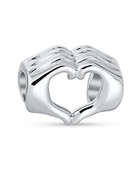 Bling Jewelry Bff Hand Sign Heart Symbol I Love You Charm Bead Sterling Silver Bracelet