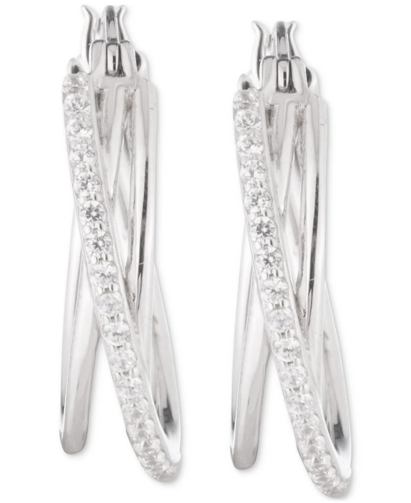 Lauren Ralph Lauren Sterling Silver Cubic Zirconia Pave Hoop Earrings