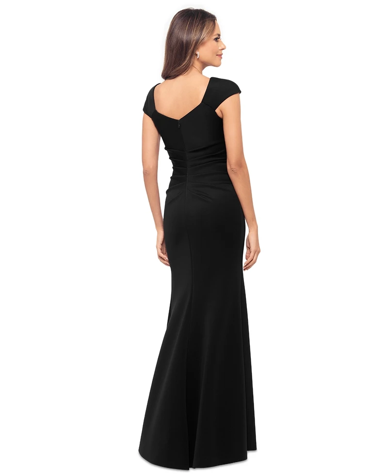 Xscape Women's Asymmetric-Neck Side-Slit Gown
