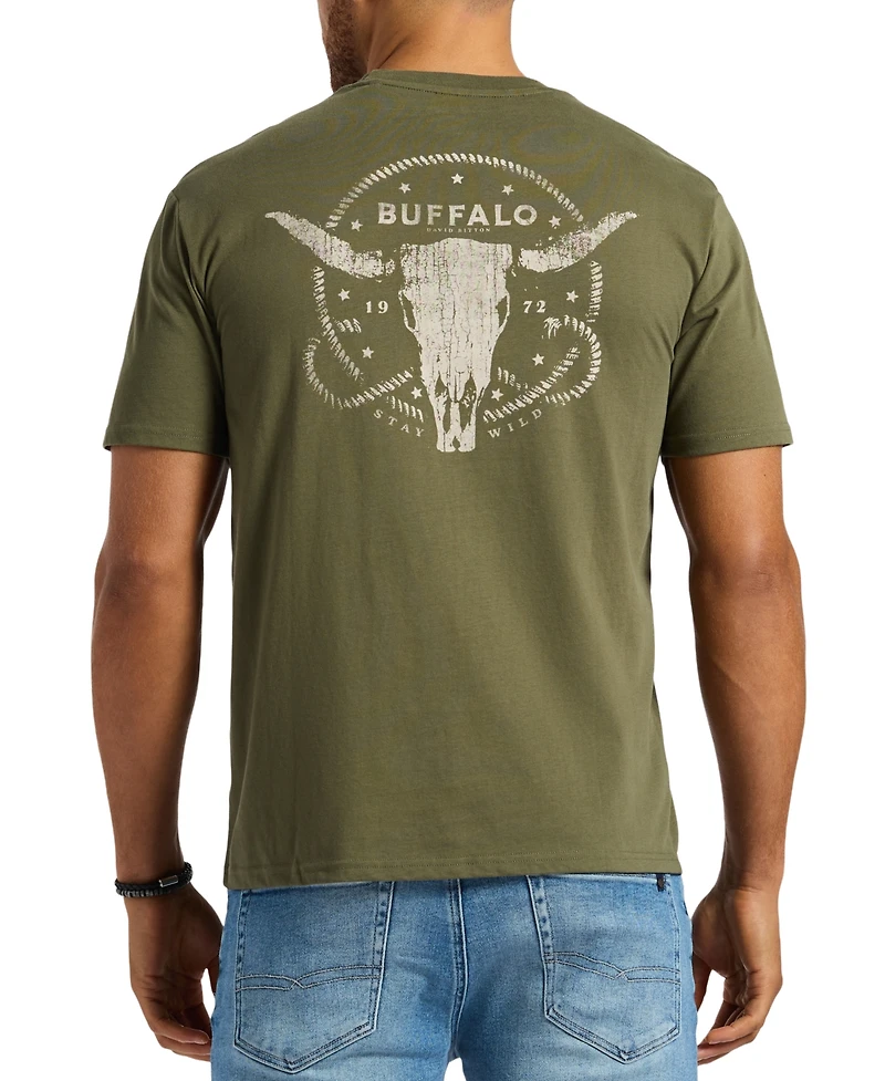 Men's Toftlund Relaxed Fit Short Sleeve Crewneck Bull Skull Graphic T-Shirt