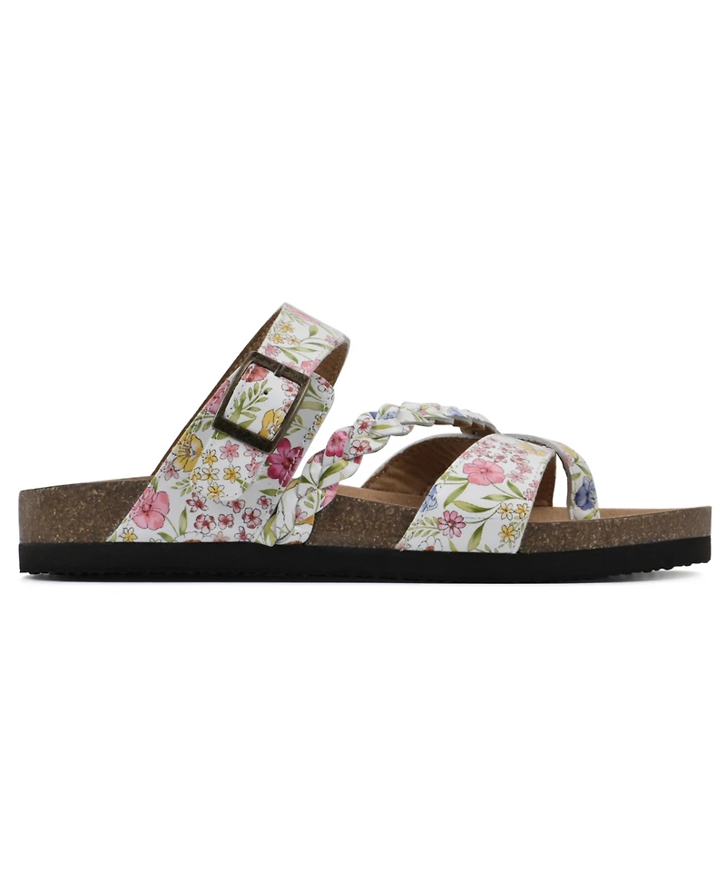 White Mountain Women's Hazy Round Toe Flat Sandals