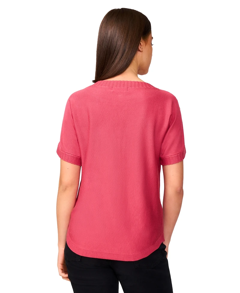 Melissa Paige Petite Button Detail Dolman Short-Sleeve Sweater