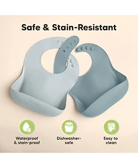 KeaBabies 2-Pack Silicone Bibs for Babies, Food Grade Baby Eating, Feeding, Toddler Bibs, Boys, Girls