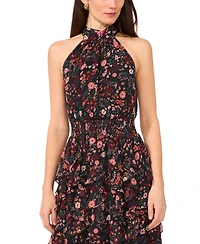 1.state Women's Halter Mock Neck Ruffled Maxi Dress