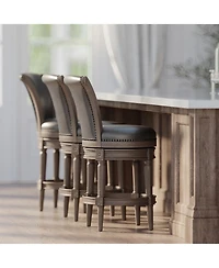 Maven Lane Pullman Counter Stool in Reclaimed Oak Finish, Ronan Stone, Set of 3