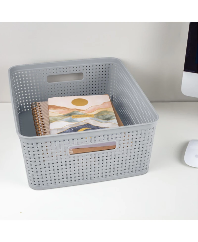 Sterilite 14'' x 11.5'' x 5'' Woven Rectangular Short Basket Organizer (6 Pack)