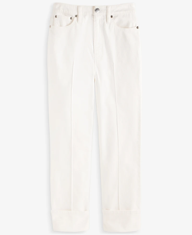 On 34th Women's High-Rise Cuffed Straight-Leg Jeans