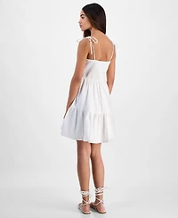 Juniors' Cotton Corset Tie-Strap Mini Dress