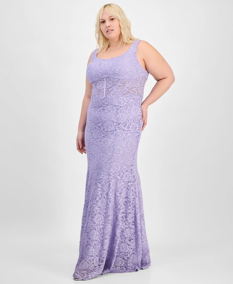 City Studios Trendy Plus Glitter Lace Gown