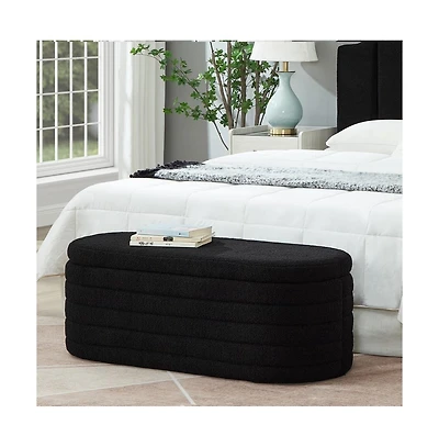 Modern Storage Ottoman Bench with Teddy Boucle Fabric for Bedroom, Living Room, Entryway-The Pop Home