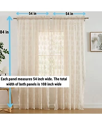 Hlc.me Jolene Floral Soft Decorative Lace Semi Sheer Light Filtering Rod Pocket Window Treatment Curtain Drapery Panels for Bedroom & Living Room