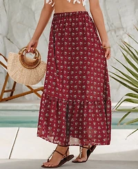 Cupshe Women's Boho Florals Ruffled Hem Maxi Skirt