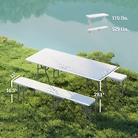 Outsunny 6FT 3-Piece Portable Picnic Table Bench Set,