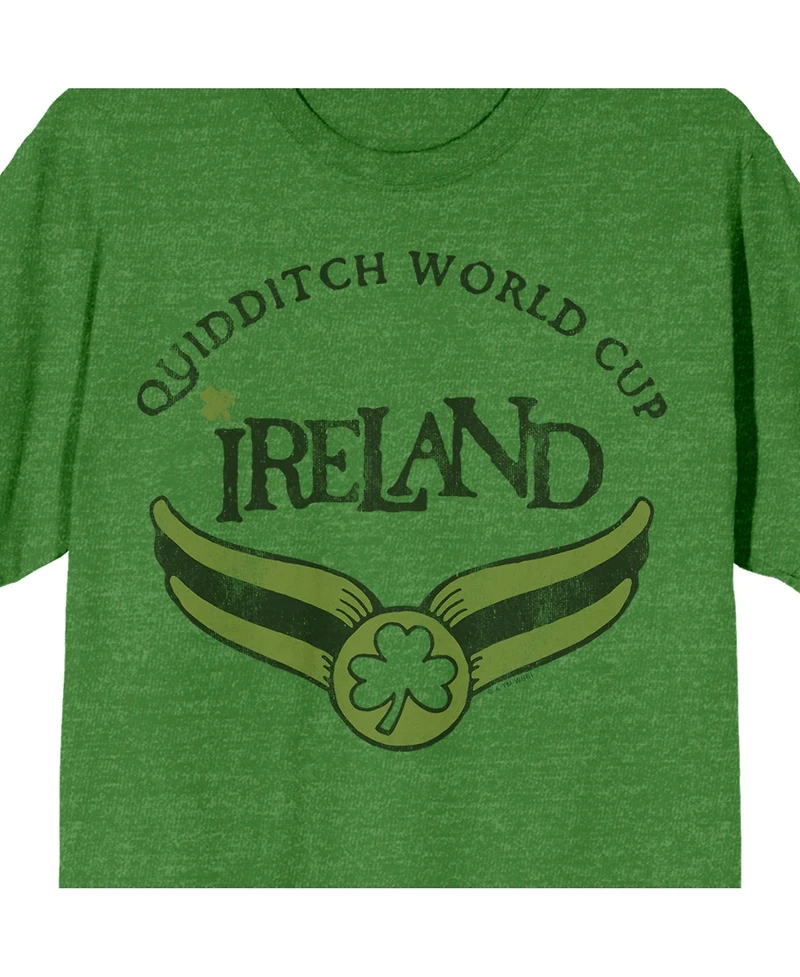 Harry Potter Men's Quidditch World Cup Ireland Green Short Sleeve Crew Neck Tee-xxl