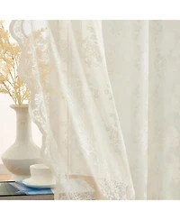 Hlc.me Jolene Floral Soft Decorative Lace Semi Sheer Light Filtering Rod Pocket Window Treatment Curtain Panels