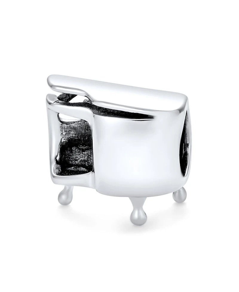 Bling Jewelry Grand Piano Charm Bead Musicians in Oxidized Sterling Silver Fits Bracelets