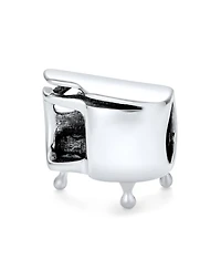 Bling Jewelry Grand Piano Charm Bead Musicians in Oxidized Sterling Silver Fits Bracelets