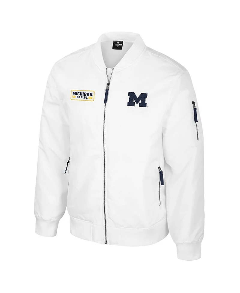 Colosseum Men's Michigan Wolverines White Rabbit Full-Zip Bomber Jacket