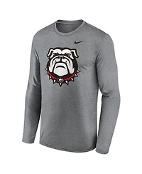 Nike Men's Heather Gray Georgia Bulldogs Primetime Alternate Logo Legend Long Sleeve T-Shirt