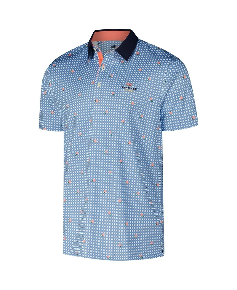 Puma Men's Blue Kentucky Derby Kentucky Derby Pique Gingham Polo